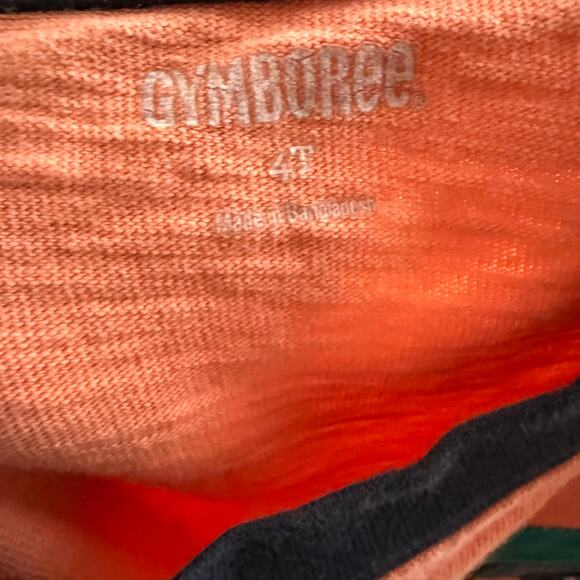 Gymboree Boys Tee Sz 4T Teal Jeep Let's Go Tracks Peach Shirt Ringer - Picture 5 of 5